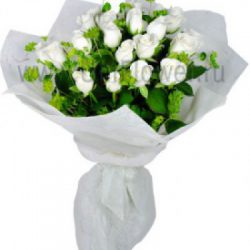 Букет 19 белых роз «Белоснежка»