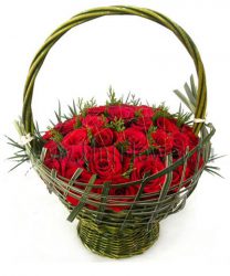 Корзина 25 бордовых роз